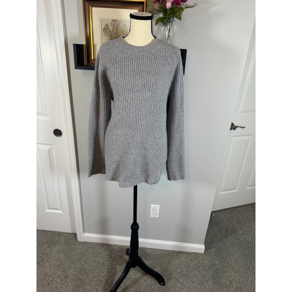 BP Nordstrom Womens Medium Grey Ribbed Crew Neck Raglan Sleeve Sweater